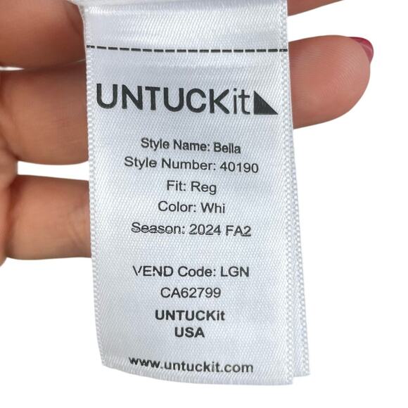 UNTUCKit NWT Bella White Button Down Long Sleeve Collared Cuffs Office Blouse - Picture 14 of 16